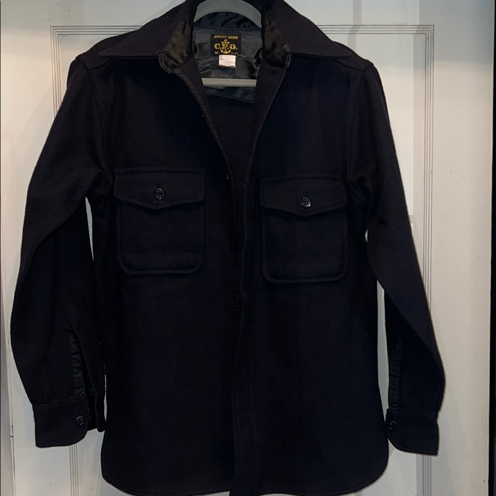 Vintage Sport King CPO Navy wool blend shirt jacket Medium